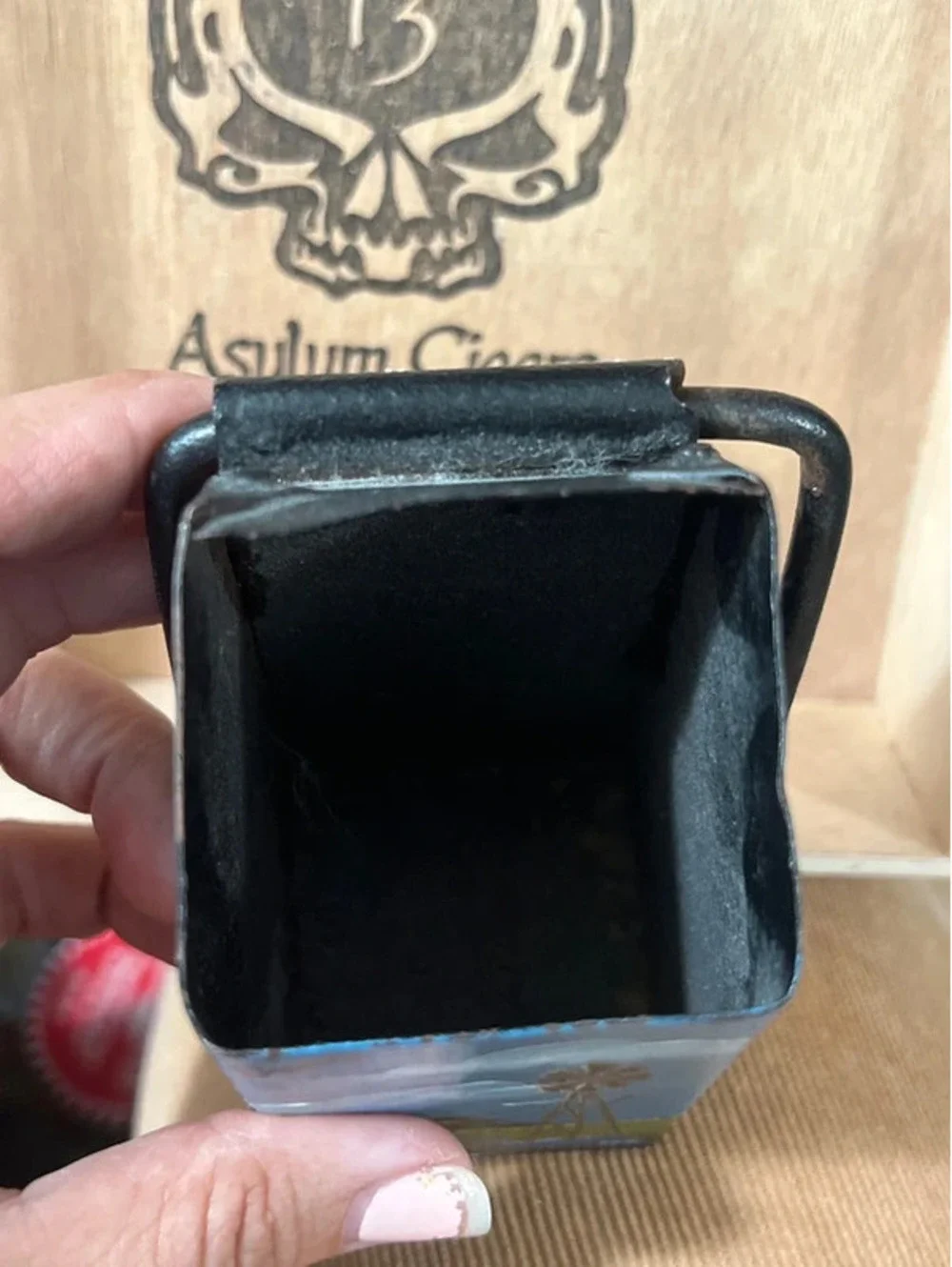 Metal box Hand Painted and signed